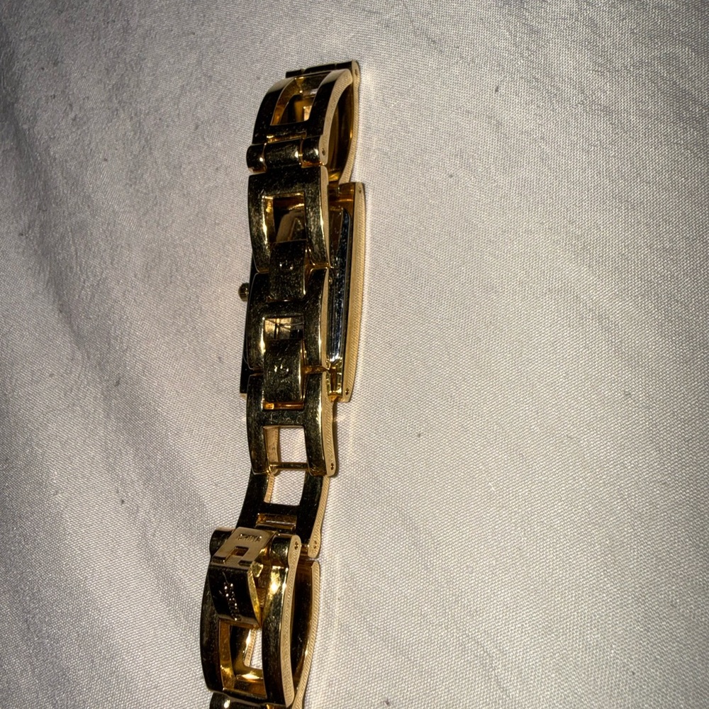 Guess Gold Rectangular Watch With Black Dial - image 5